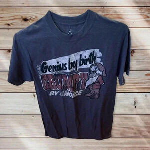 WALT DISNEY WORLD SIZE SMALL DARK GRAY TEE WITH GRUMPY